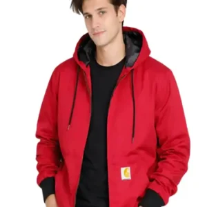crimson hooded jacket – urban winter essential
