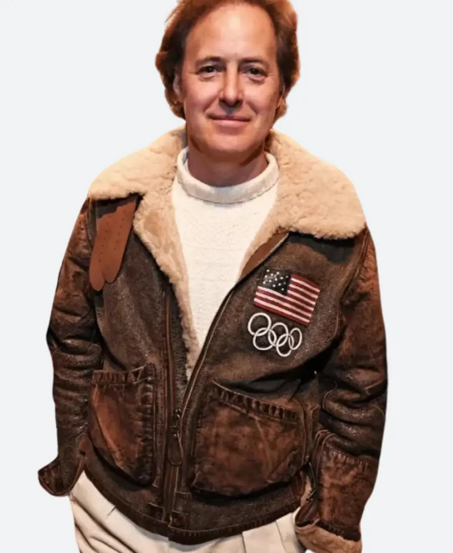 2026 winter team usa leather flight jacket 2026 Team USA Leather Flight Jacket front view