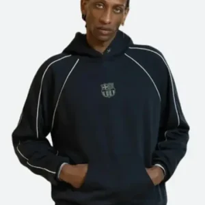 black athletic pullover hoodie – minimal sport streetwear