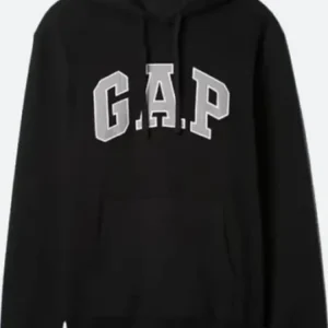 black pullover hoodie – classic arch letter streetwear sweatshirt