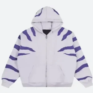 grey & purple striped hooded zip jacket – anime style winter outerwear