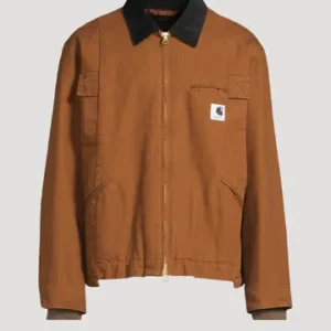 brown utility workwear jacket – heavyweight zip up outerwear