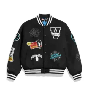 black patch varsity jacket – graphic streetwear letterman