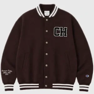 BTS Taehyung x Champion 2026 brown varsity jacket re-creation