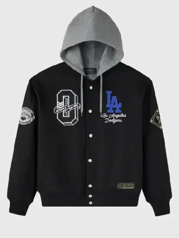 OVO LA Dodgers black insulated twill hooded jacket re-creation