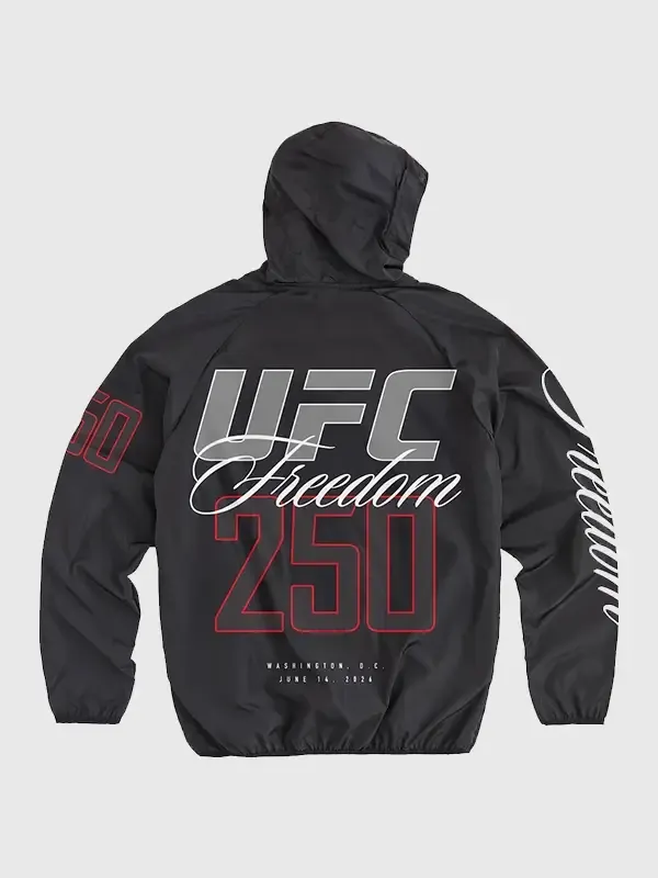 UFC Freedom 250 black hooded windbreaker jacket re-creation