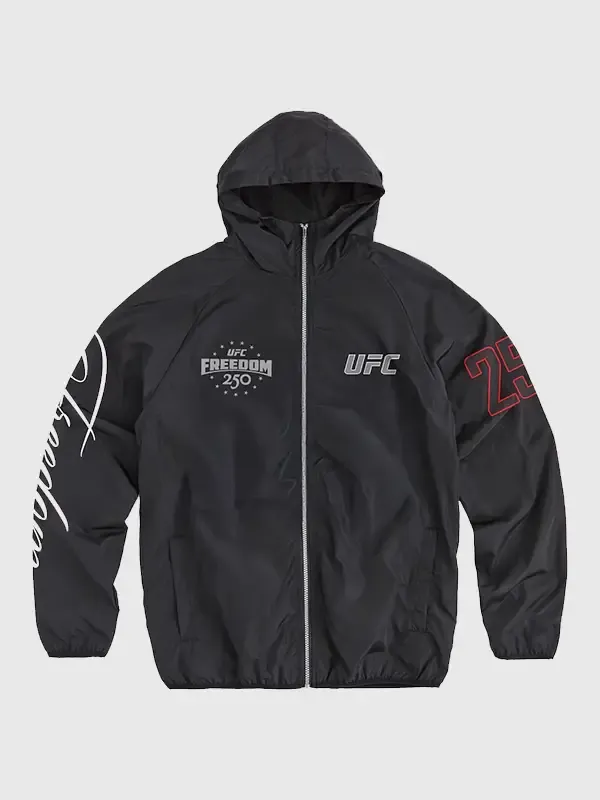 UFC Freedom 250 black hooded windbreaker jacket re-creation